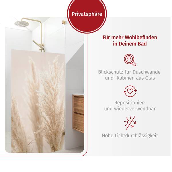 Dusch‑Sichtschutz Pampasgras Sonnenlicht 70 x 120 cm