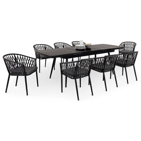 Gartenmöbel Set SUNNY 9er Set Grau - Aluminium - 180 x 79 x 90 cm