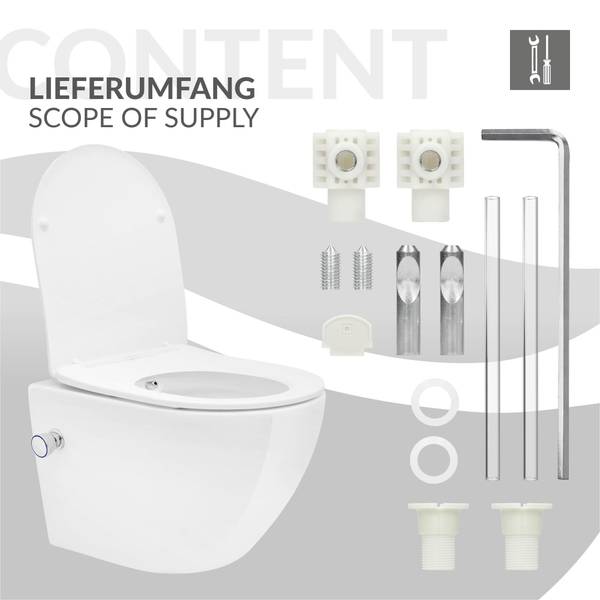 Wand-WC mit Bidet-Funktion FLORENZ Weiß - 49 x 36 cm