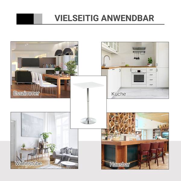 Bartisch 835-131 Weiß - Holzwerkstoff - 60 x 92 x 60 cm