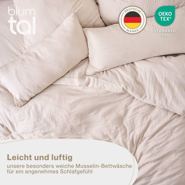 Musselin Bettwäsche Vili 3er Set Grau - 200 x 40 cm