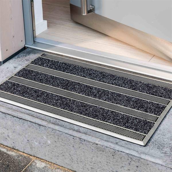 Fußmatte für Innen und Außen RUBBER PIN Schwarz - Gummibaum - 45 x 2 x 75 cm