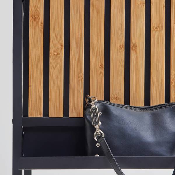 Garderobe PANELO Beige - Schwarz - Holzwerkstoff - Metall - 44 x 186 x 34 cm