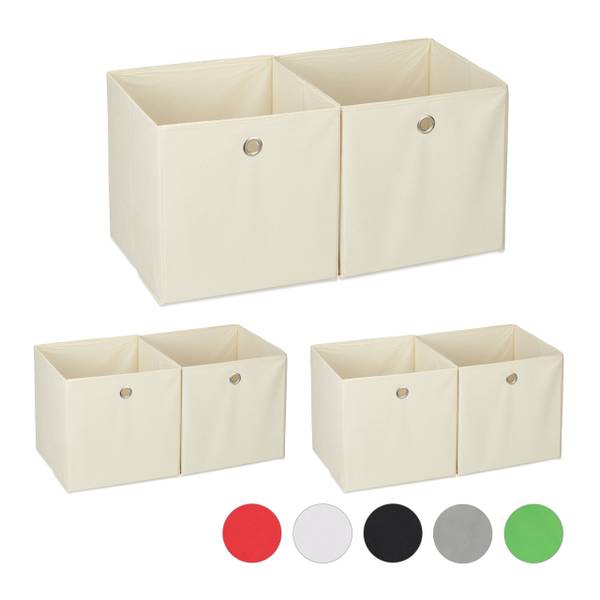 6 x Aufbewahrungsbox Stoff beige kaufen