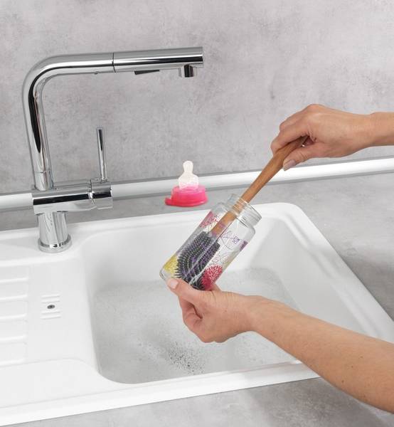 Brosse de lavage silicone, gris, Wenko Beige - Matière plastique - 5 x 30 x 5 cm