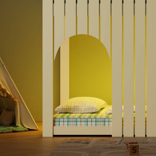 Hoogslaper GLOWAttic Ⅰ bruin - grenenhout - 102 x 118 x 206 cm