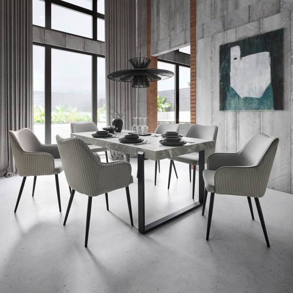 Esstisch MILA Grau - Metall - 180 x 90 x 76 cm