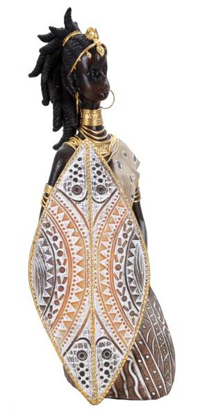 Sculptuur Masai Tribal Scudo bruin - hars - 9 x 25 x 14 cm