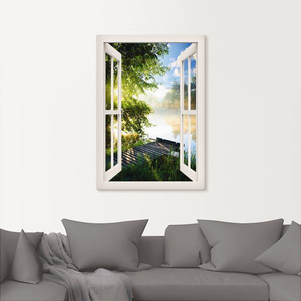 Leinwandbild Fensterblick Angelsteg 50 x 70 cm
