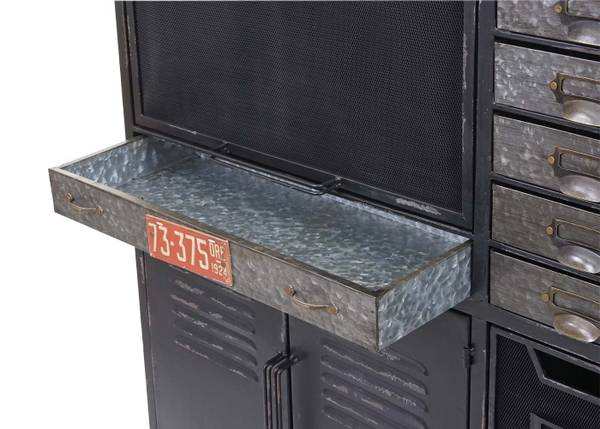 Apothekerkommode Oakland Schwarz - Metall - 89 x 115 x 35 cm