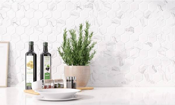 Keramikmosaik - Marble Hive Weiß