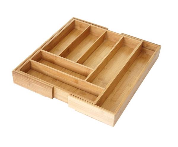Besteckkasten B20 ausziehbar Braun - Bambus - 58 x 6 x 45 cm