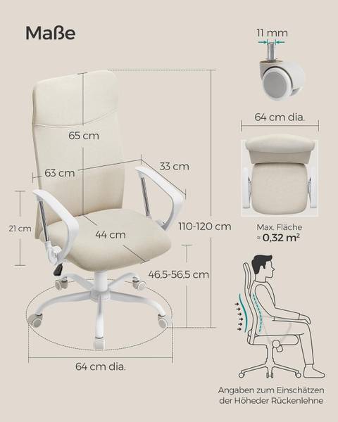 Bürostuhl 100425 Beige - Hellgrau - Weiß