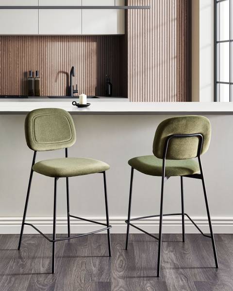 Tabouret de bar DUETTE Noir - Vert - Vert olive