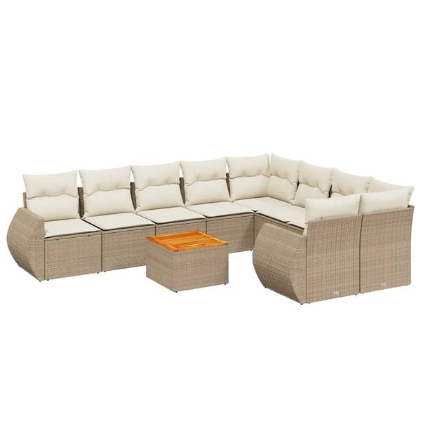 Garten-Lounge-Set 3034773-3 (10-teilig) Beige - Weiß