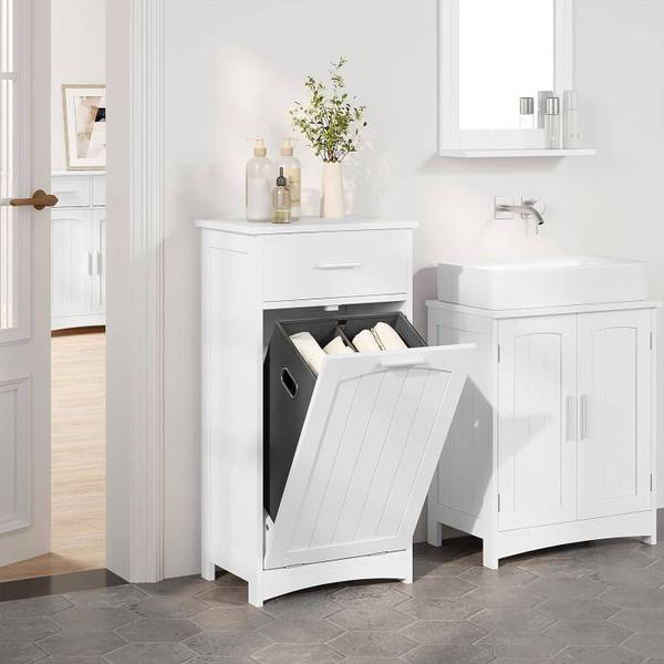 Badezimmerschrank Silke Weiß - Holzwerkstoff - Metall - 42 x 82 x 30 cm