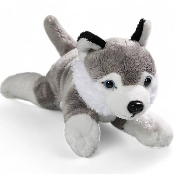Kuscheltier Husky Grau - Kunstfell - 9 x 11 x 22 cm