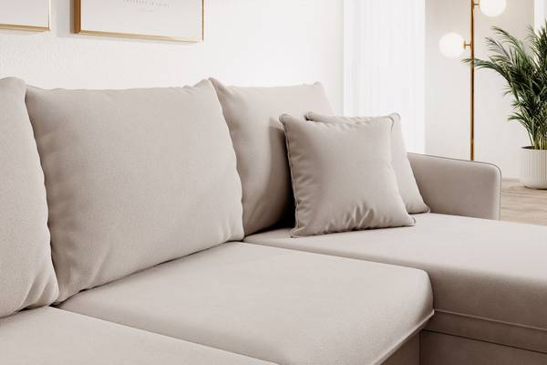 Hoekbank VOLIO beige - velours - 223 x 88 x 145 cm