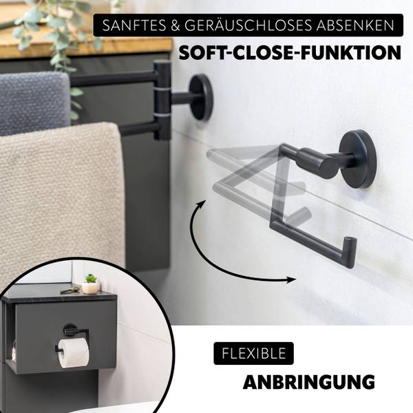 Badzubehör Piazza Black 3er-Set Schwarz - Metall - 15 x 35 x 11 cm