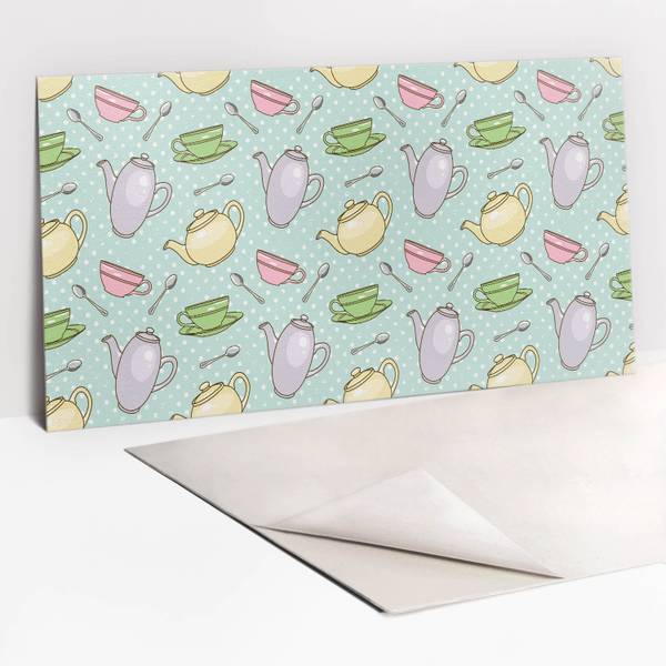 Selbstklebendes Wandpaneel Tassen Polyester PVC - 100 x 50 x 0 cm