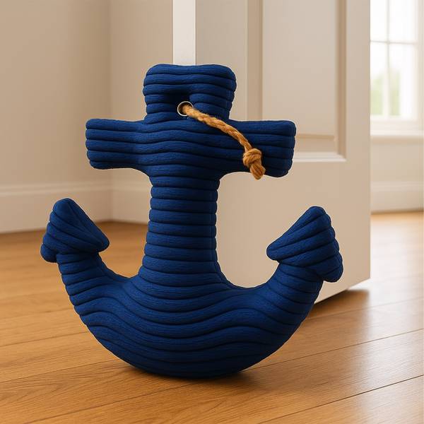 Deurstopper anker blauw - bruin - katoen - 42 x 38 x 28 cm