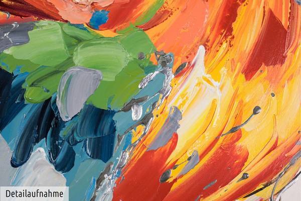Acrylbild Handgemalt Hahn Jec Baumwollstoff - 80 x 80 x 4 cm