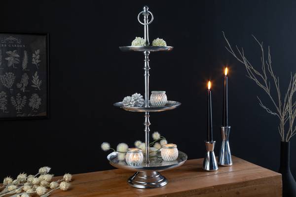 Etagere ORIENT Silber - Metall - 30 x 65 x 30 cm