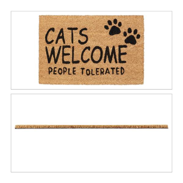 Kokos Fußmatte Cats Welcome Beige - Schwarz - Naturfaser - Kunststoff - 60 x 2 x 40 cm