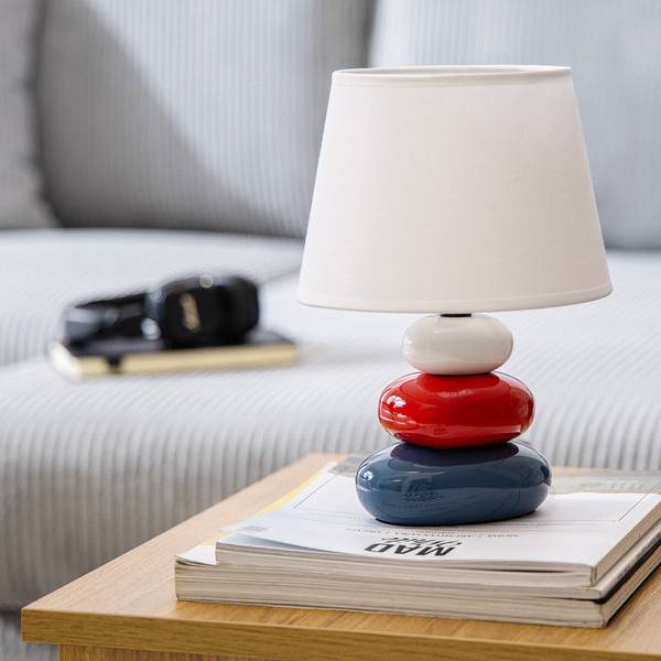 Tafellamp SALU set van 2 keramiek - textiel - 18 x 24 x 18 cm