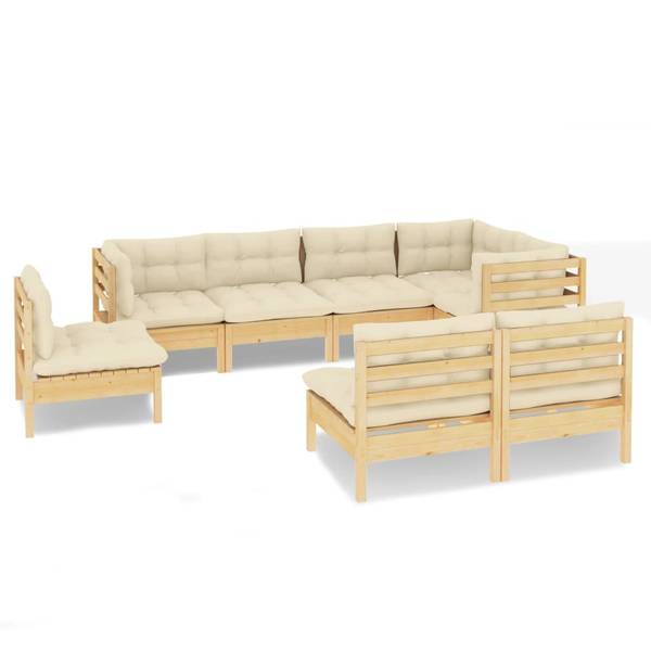 Salon de jardin  3012455 (lot de 8) Marron - Blanc - Polyester - Pin - 64 x 63 x 64 cm