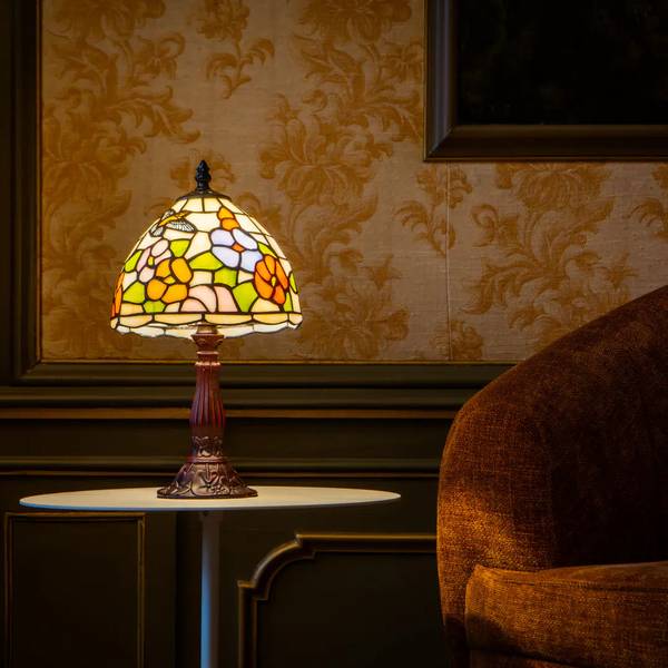 Tiffany Tischlampe Kolibri 7005 Weiß - Glas - 20 x 36 x 20 cm