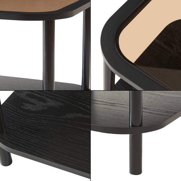 Table d'appoint Latama Noir - Marron - Bambou - Bois manufacturé - Verre - 51 x 45 x 51 cm