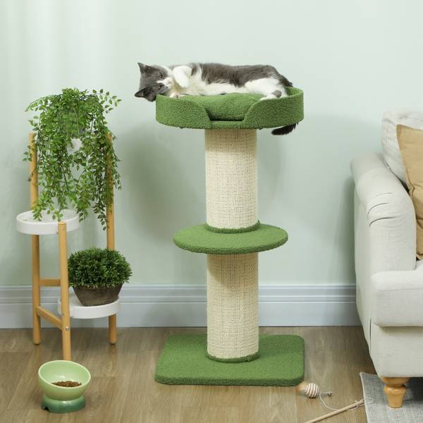 Katzenkratzbaum CP176 Grün - Textil - 45 x 91 x 45 cm