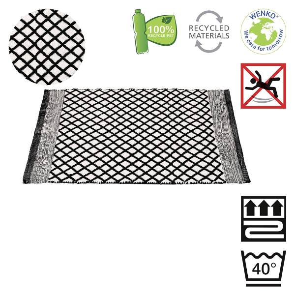 Badematte TARA, recycelter Polyester Schwarz - Textil - 50 x 1 x 80 cm