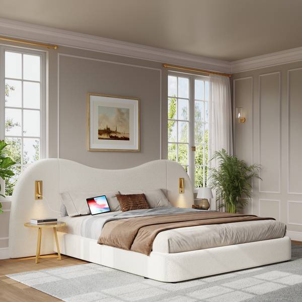 Polsterbett LucyLade Ⅱ Weiß - Holzwerkstoff - 267 x 99 x 215 cm