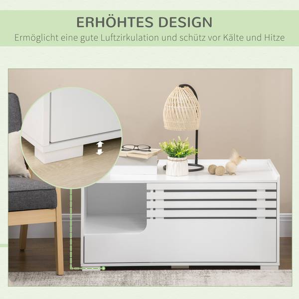 Bac à litière pour chat D31-045WT Blanc - Bois manufacturé - 48 x 44 x 90 cm