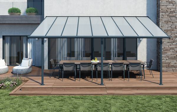 Terrassenüberdachung Olympia Grau - Tiefe: 546 cm