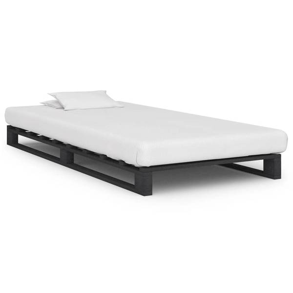 Bettgestell DE653 Grau - Massivholz - 100 x 14 x 100 cm