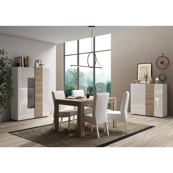 Vitrine 2 portes en verre sans éclairage Blanc - Bois manufacturé - 121 x 169 x 44 cm