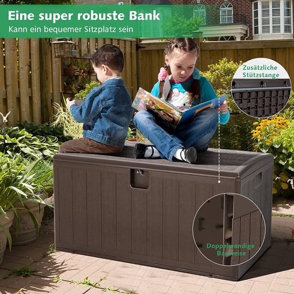 Gartenbox 400 L wetterfest Braun - Kunststoff - 62 x 64 x 128 cm