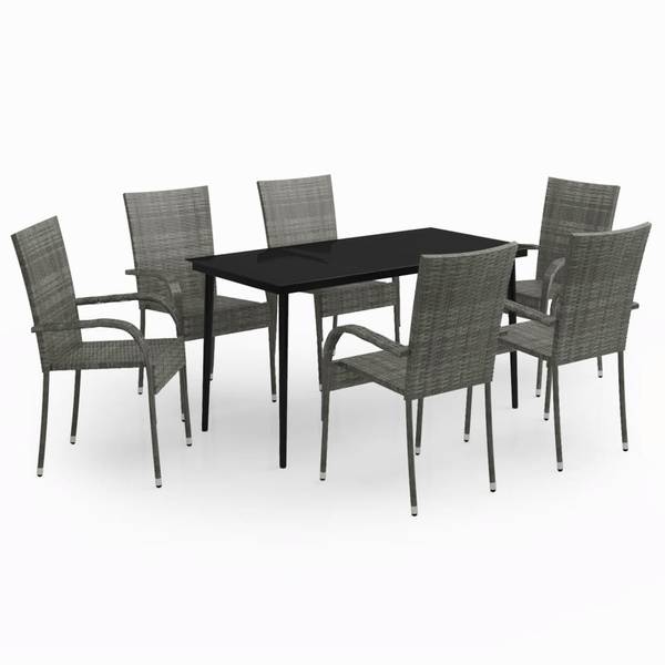 Salle à manger 3013410-3 (lot de 7) Gris - Acier - Polyéthylène - 70 x 74 x 140 cm