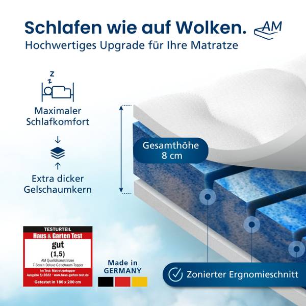 Gelschaum Topper 7 ZONEN DELUXE 100 x 200 cm