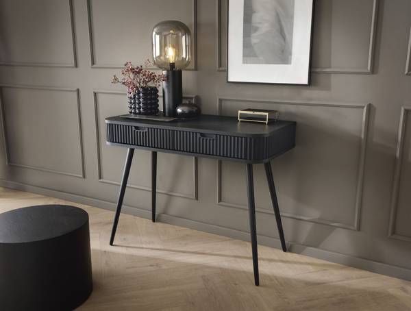 Coiffeuse ZOVA Noir - Bois manufacturé - 103 x 80 x 49 cm