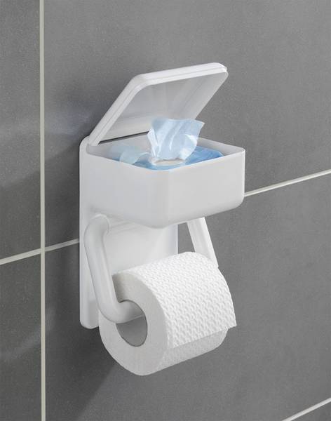 Distributeur de papier hygiénique, WENKO Blanc - Matière plastique - 16 x 20 x 11 cm