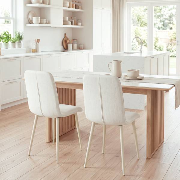 Esszimmerstühle 83A-644V00CW Weiß - Polyester - Webstoff - 57 x 85 x 42 cm