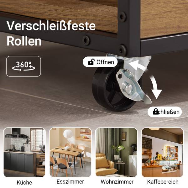 Chariot de cuisine FKW134-N Marron - Bois manufacturé - 67 x 88 x 37 cm