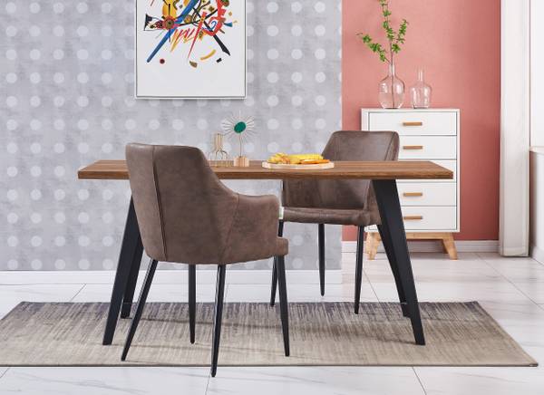 Zarah Esszimmerstühle 4er Set Braun - Echtleder - 58 x 87 x 60 cm