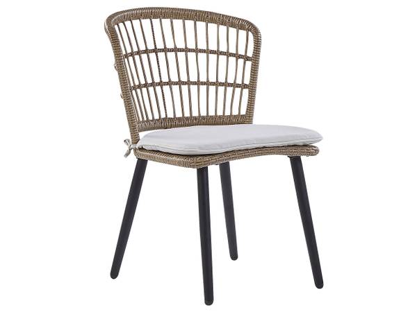 Gartentisch ALIANO II 7-tlg Beige - Schwarz - Blau - Polyrattan - 159 x 85 x 94 cm