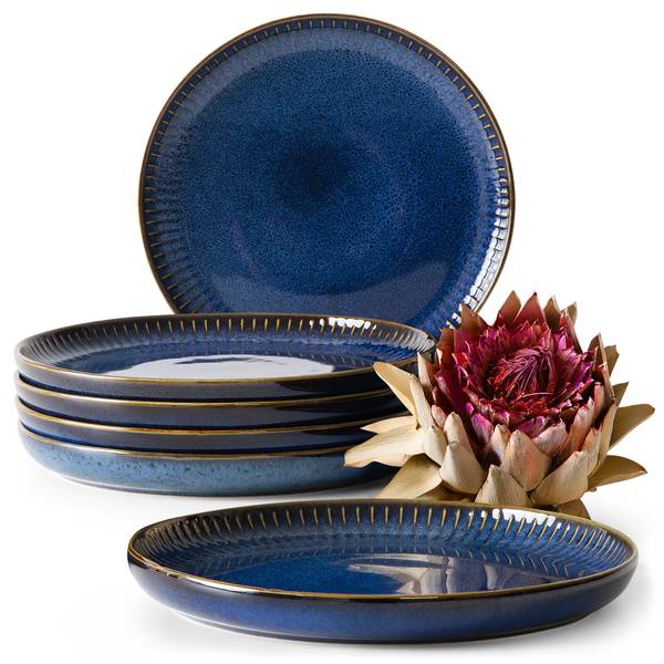Dessertteller 6-tlg AD STRIPES Blau - Porzellan - 20 x 2 x 20 cm