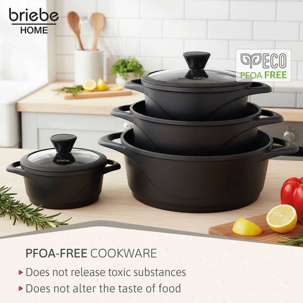Kochtopf Set BRI-MGK12S (8-teilig) Schwarz - Aluminium